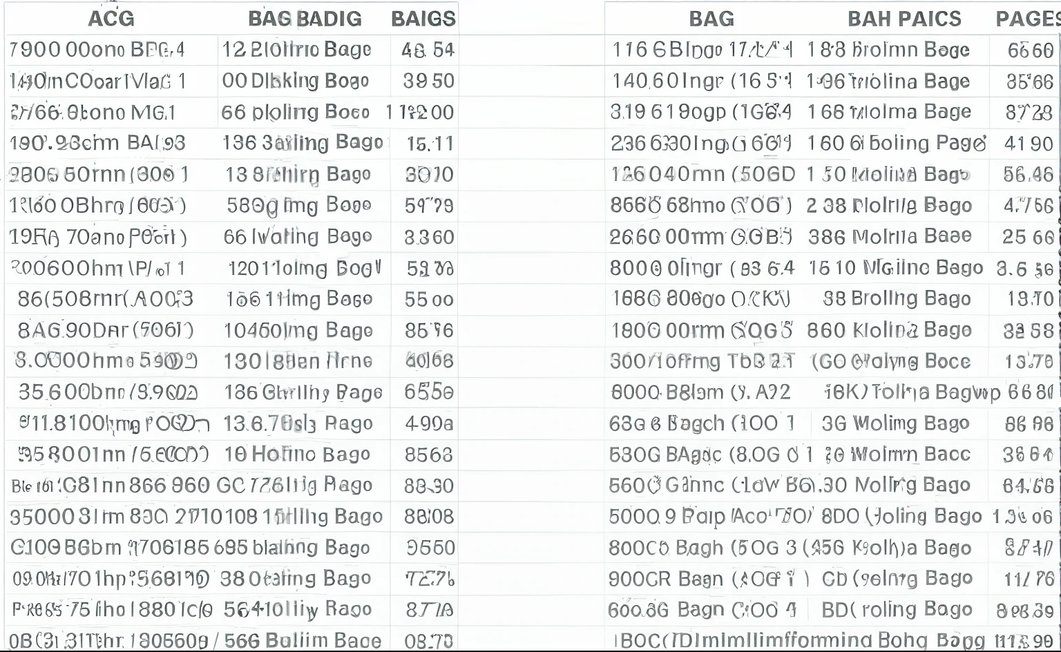 a table with a lot of bags and prices for each bag, bags, various sizes, postage, size, bags of money, retail price 4 5 0, with labels. high quality, bags on ground, a large, different sizes, bag, 🤬 🤮 💕 🎀, full details, high quality], information, uk, sales, trash, general