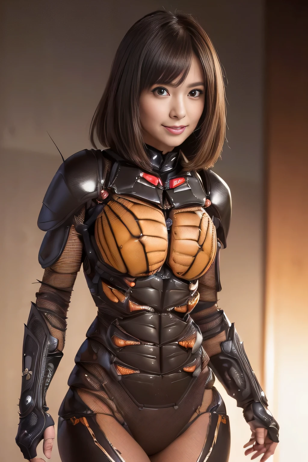 (High resolution,masterpiece,highest quality,Very detailed CG, anime, official art:1.4), realistic, photograph, amazing detail, everything is complicated, shiny and glossy,Amazing number of layers, 8K wallpaper, 3D, sketch, cute, figure,( alone:1.4), perfect female proportions,villain&#39;s daughter, (Fusion of dark brown cockroach and lady:1.4), (brown cockroach woman:1.2), (brown cockroach woman:1.2), (Fusion:1.2), (alone:1.4), (evil smile:1.2), muscular, abs, (Cockroach brown exoskeleton bio insect suit:1.4), (Cockroach brown exoskeleton bio insect armor:1.2), (brown transparent cockroach feathers:1.4), (Antennae of brown cockroaches:1.3),