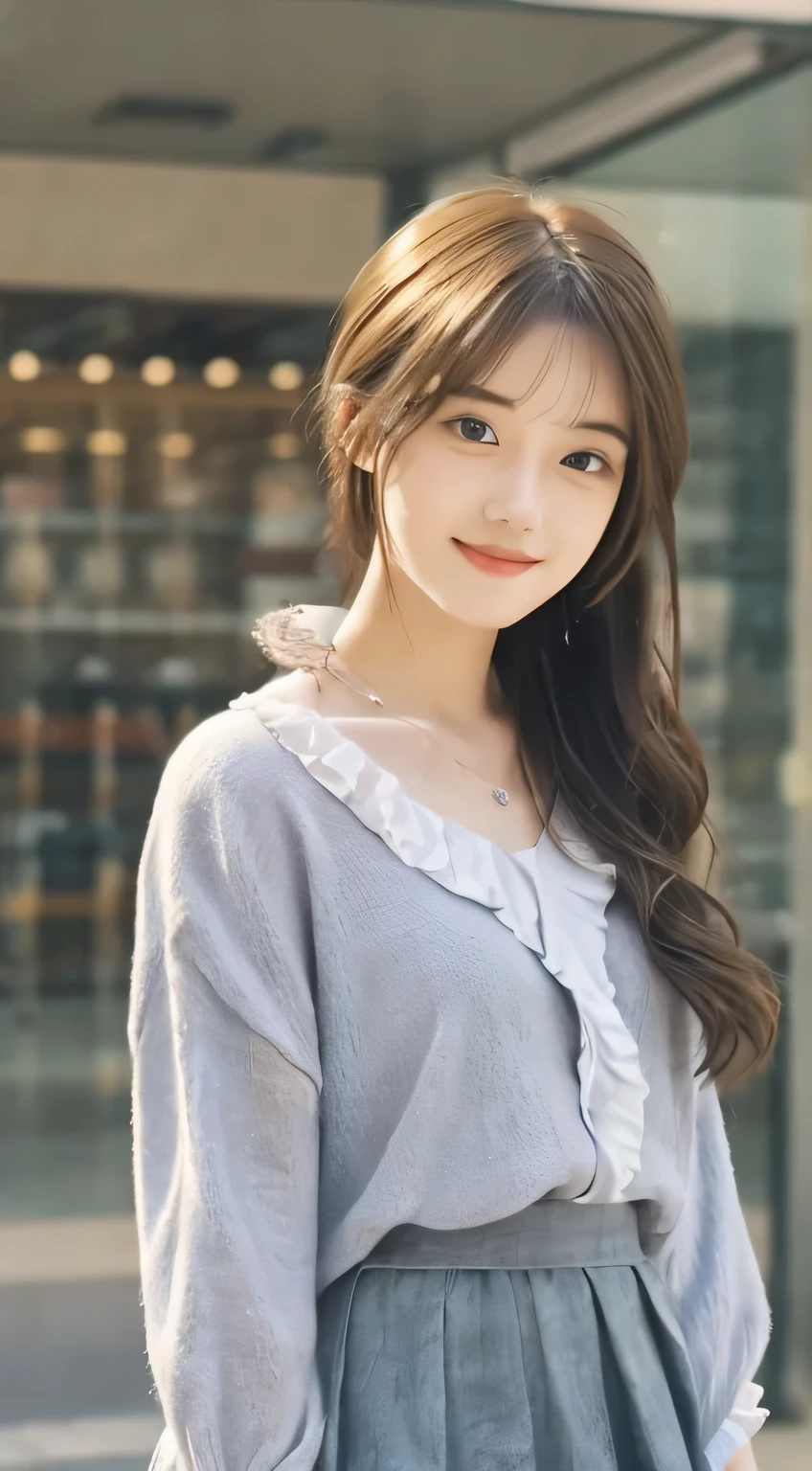 Smile、night、original photography、(((ultimate beauty portrait)))、((sparkling skin))、1 girl、Beautiful girl from Prague、bright expression、((brown hair))、()、(frilly skirt:1.5)、((Big eyes sparkling like gems))、cardigan、open your clothes、even、skin glowing、(medium long hair)、(silk ponytail)、( eternal)、(from below)、under skirt、(from below看内衣的特写)、Eyeliner、beautiful bangs、hair between eyes、((Masterpiece、quality、super detailed、Cinema lights、intricate details、High resolution、Very detailed))、background、8 yards、digital SLR、soft light、高quality、film grain、XT3 、see deeply、natural soft light、Kamimei、plump bust