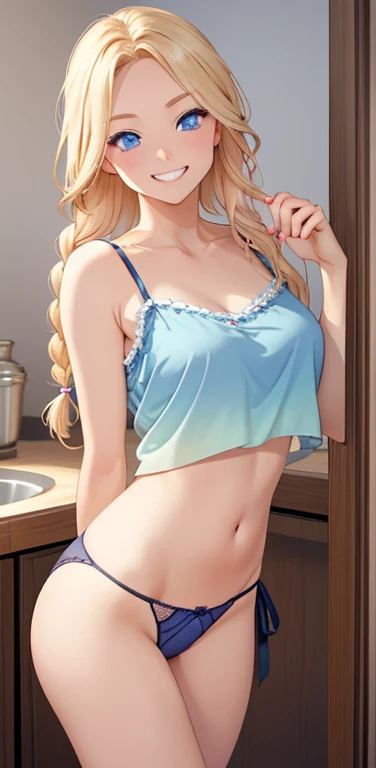 (realisitic: 1.4), (masterpiece, side lights, Fine and beautiful eyes: 1.2), masterpiece*portlate、realisitic, 3D 顔, Luminous Eyes, Shiny hair, Skin falls out, 独奏、embarrassed from, (Upper abdomen), White underwear, (small tits)、blonde hair、(A Princess)