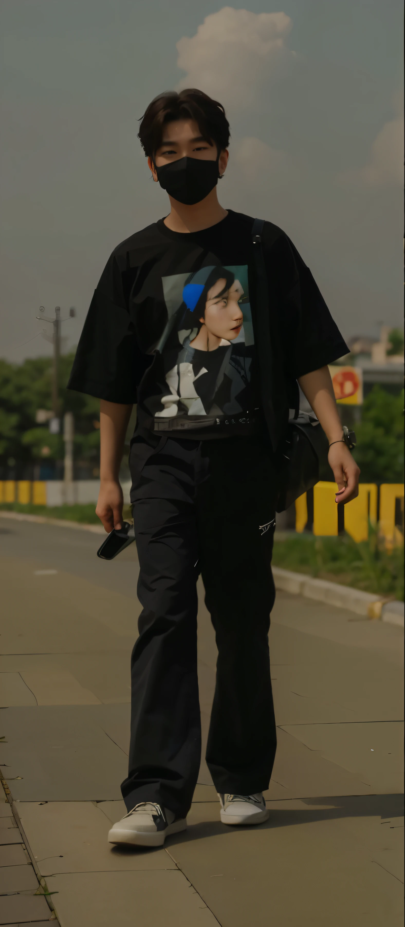 A cute south Korean celebrity influencer boy age 16, good hair photo realistic model