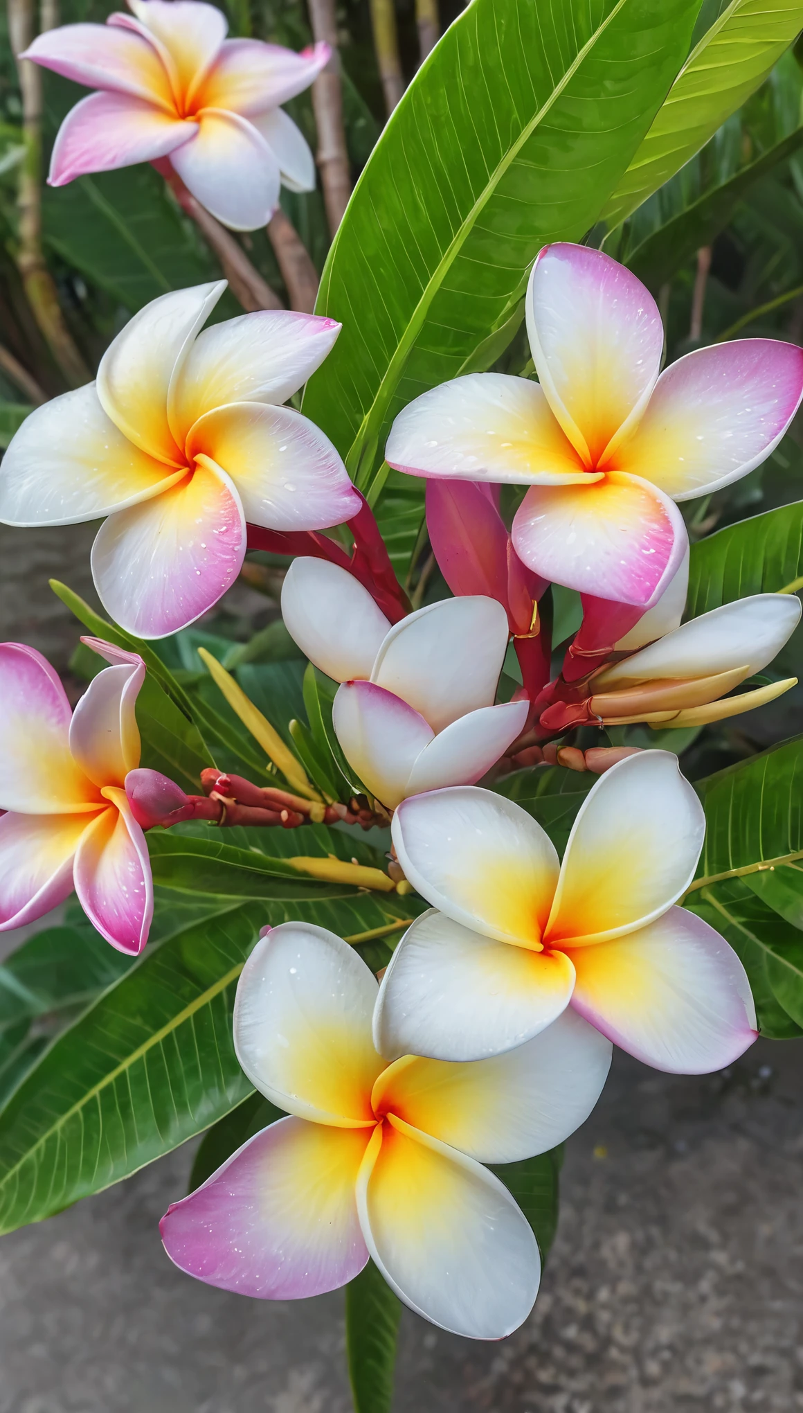 Early summer morning,close up,Plumeria,real photos,