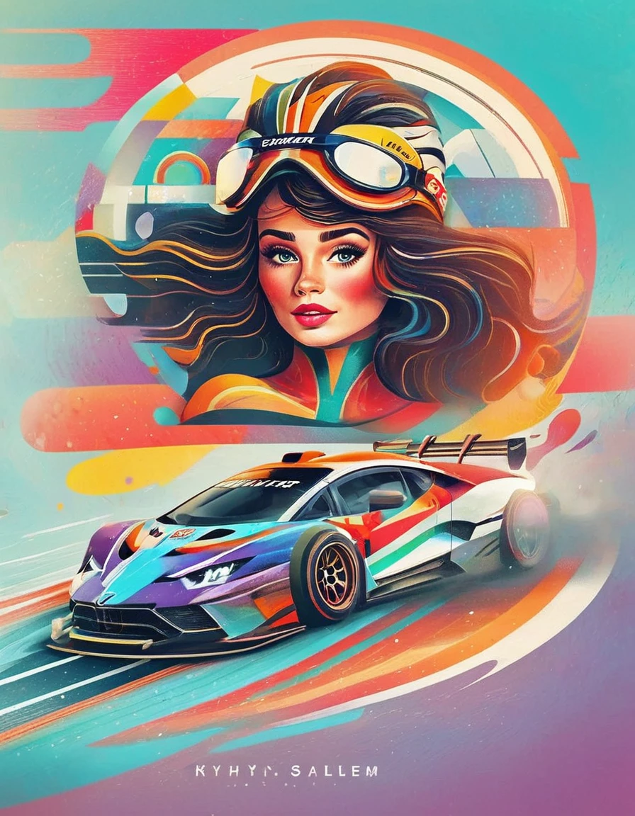  racing, lanes, racing,Van Gogh style, stained glass
