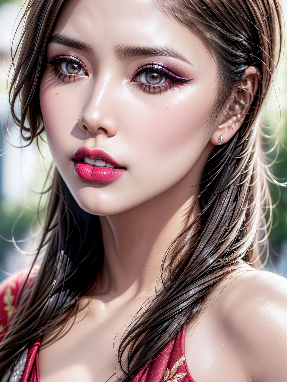 Divide Ratio : 1,1,1 Base Ratio: ((portrait)),beauty (mixed girls) in (highly detailed 32k absurd art of a ((girl 18-year-old)) ),fashion supermodel,(best high quality real texture skin:1.3),(best quality texture hair:1.4),BREAK,(dark blonde hair (slicked to the side) extremely detailed:1.28),((outside,an orchard of blooming cherry trees:1.3)),(best high quality:1.4),(photo realistic:1. 5),(Hyperrealism:1.5),((sharp focus)),(highest resolution),((soft neon lighting on the face and body)),(perfect proportions),(anatomically correct),(perfect female body),(firm normal full breasts:1.3),slim face,beautiful cheekbones,((slim,swell-muscled body:1.24)),(Super beautiful face),(realistic face),(highly detailed face:1.5),absurd(ultra detailed eyes), finely detailed face,finely quality eyes,(tired and sleepy and satisfied:0.0),(close up of a woman's eye with a digital rendering),realistic eyes,perfect round eyes,finely detailed pupils,(black_pearl_eyes:1.33),BREAK,detailed lips:1.3,pink_makeup:1.3, long blue_eyeliner:1.25, (red_lipstick:1.32),perfect dark_eyeshadows:1.45, there a close up of a woman's, (super detailed makeup on eyes:1.3), iridescent eyes, with professional makeup, vibrant eyes:1.2, (Detailed nose:1.2),BREAK,((super extravagant ((cut kimono cute)) wear)),small head:1.4,BREAK,makeup:1.22,BREAK,/(random u%u top:1.13),/exquisite balance of shadows,perfect composition,((upper body shot:1.3)),(((look at the viewer))), Hasselblad, 50mm f/4