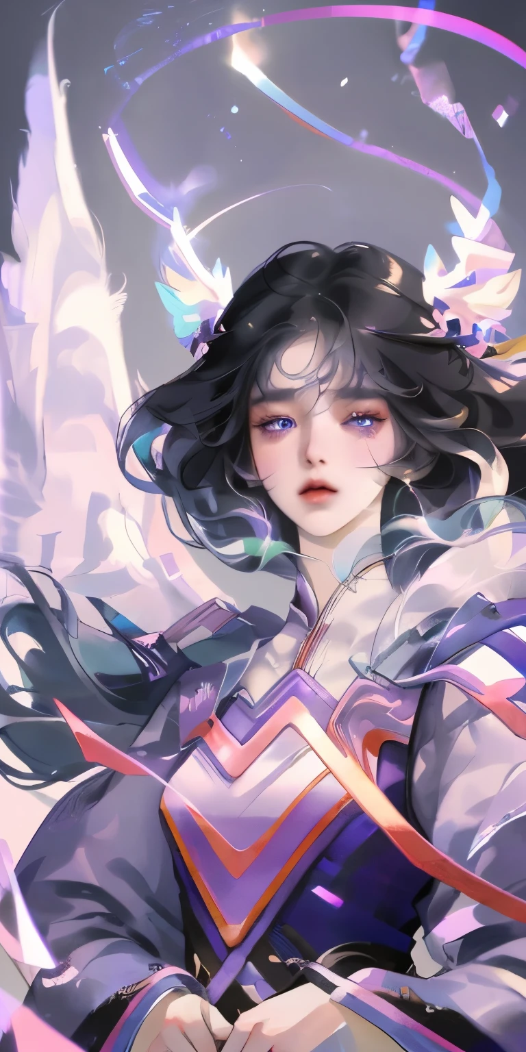 （Daisaku），（need），（super detailed），1girll（black hair）（white wings）（purple dress）animemanga girl，Super detailed eyes，（（（make up）），（best lighting，Extremely refined and beautiful）Guviz，Beautiful fantasy anime，Guviz style artwork，Detailed digital animation art，gothic shoujo anime girl，8K high-quality detailed art，guweiz masterpiece，beautiful anime girl（beautiful detailed face），（美丽詳細な目）

