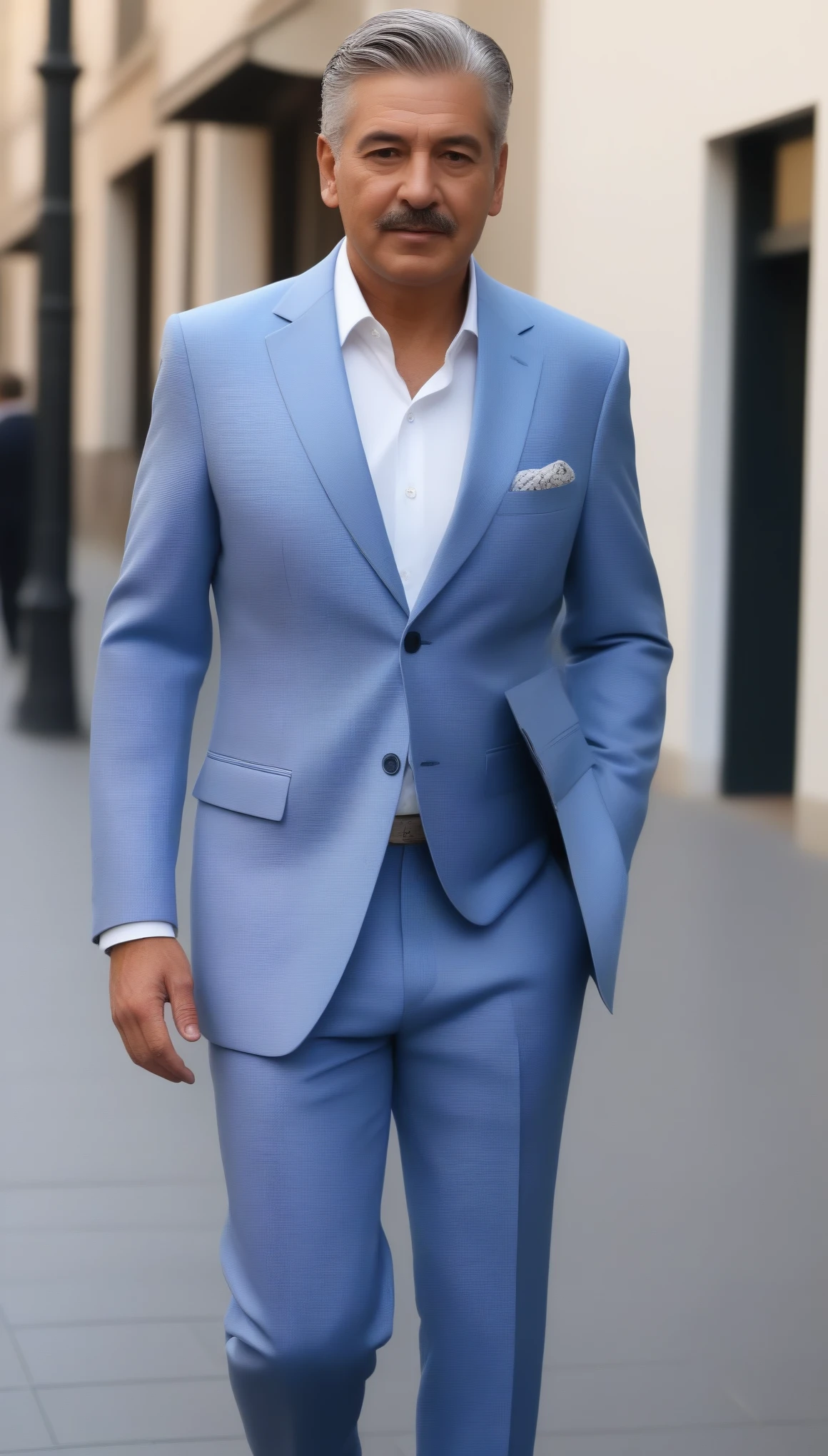 Um homem elegante andando rumo a uma enorme empresa