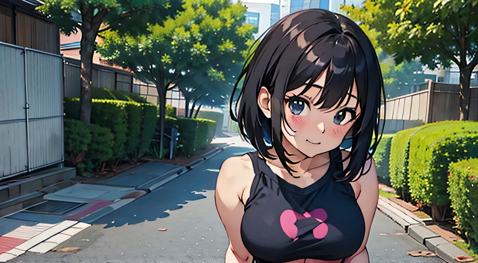 4K, A high resolution, Best quality at best, masterpiece, perfect colors, perfect shadow, perfect litthing, ((sportrait)), Anime girl sitting in car with hand on chin, Anime visuals of cute girls, Seductive Anime Girl, charming anime girls, anime styled, High quality anime art style, Beautiful anime girl, young anime girl, Anime Girl, Anime Girl with Long Hair, tight crop top, big breast, half breast open, background is Tokyo city 80s,  an anime girl, Cute anime girl, face closeup