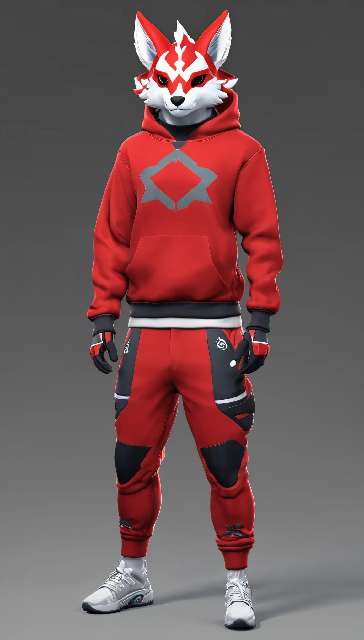 prototype, male, wear a cozy sweatshirt, Red Protogen