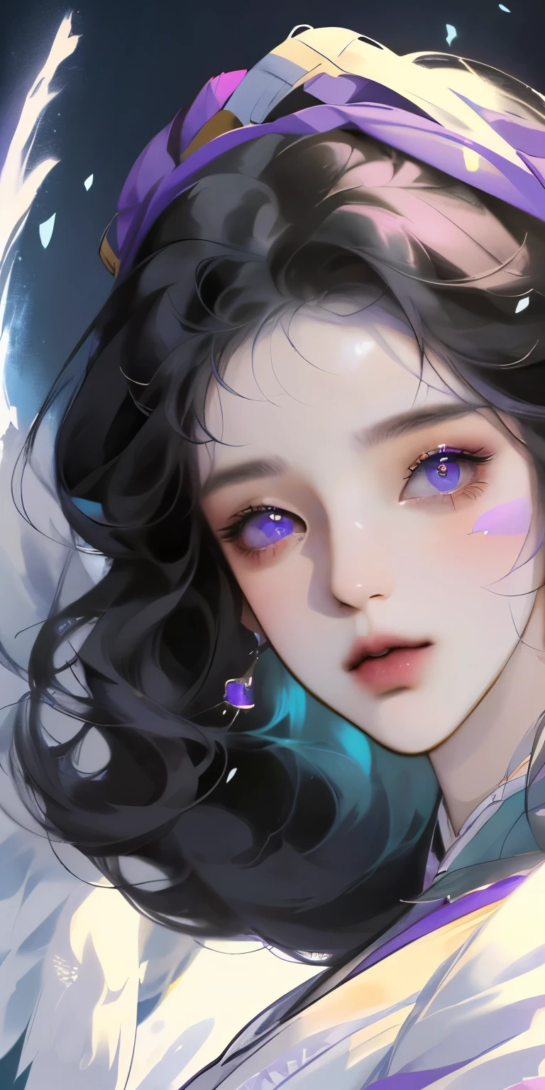(Daisaku),(need),(super detailed),1girll(black hair)(white wings)(purple dress)animemanga girl,Super detailed eyes,(((make up)),(best lighting,Extremely refined and beautiful)Guviz,Beautiful fantasy anime,Guviz style artwork,Detailed digital animation art,gothic shoujo anime girl,8K high-quality detailed art,guweiz masterpiece,beautiful anime girl(beautiful detailed face),(美丽詳細な目)