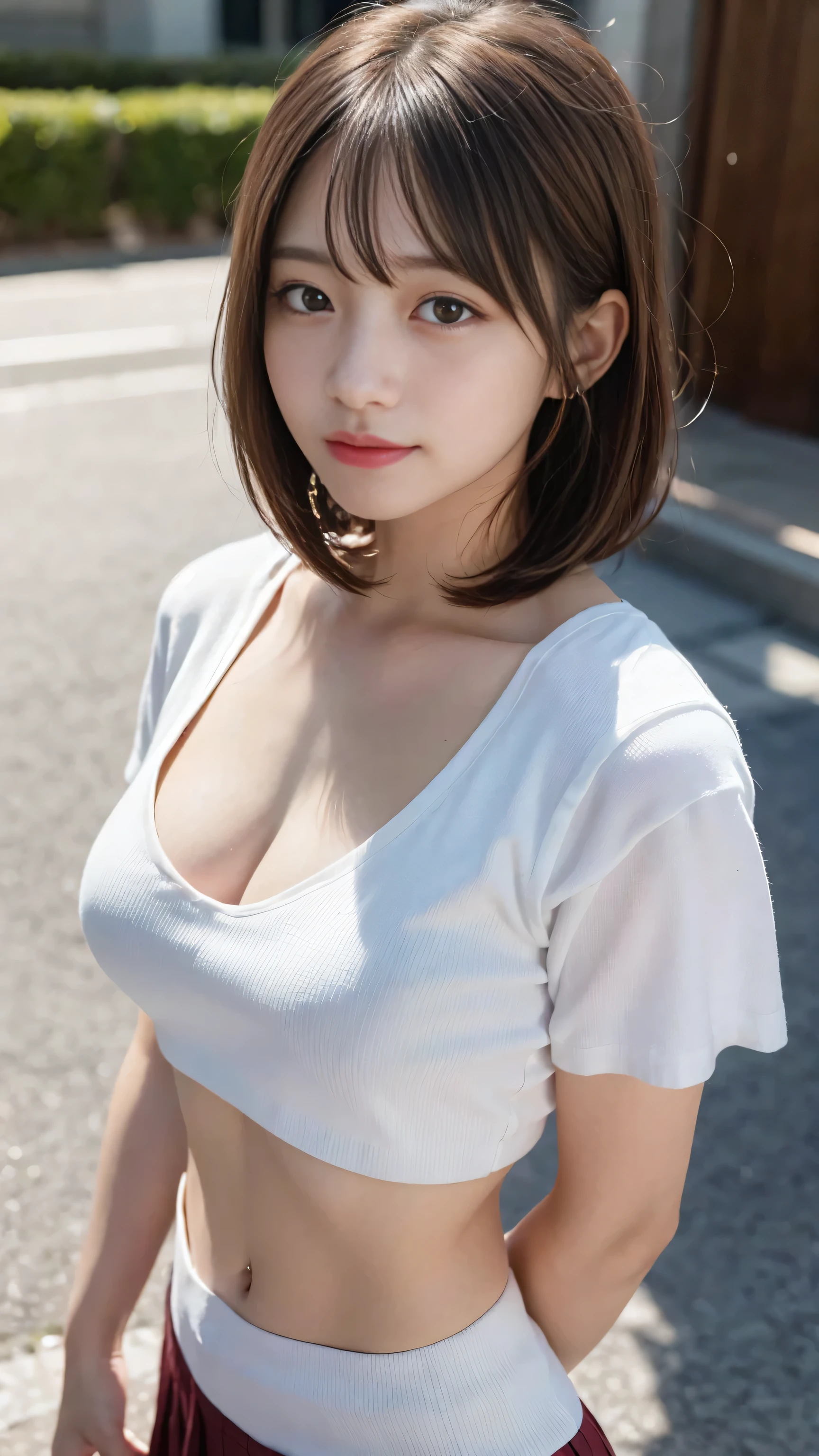 (8K, Raw photo, highest quality, masterpiece:1.2), super detailed, 超High resolution, High resolution,(realistic, photo realistic:1.4),Depth of the bounds written, realistic shadow, caustics, natural shading, photon mapping, fine-grained, perfect concentration,
break
cinematic lighting, soft lighting, HDR, Sigma 24mmF/2.8, ISO400, 1/125 seconds shutter,very delicate and beautiful, very detailed, 8K wallpaper, wonderful, finely, huge file size, very detailed CG, unity 8K wallpaper, official art, perfect artwork, production art,
break
((detailed and beautiful eyes, natural color lip, Soft white skin that shines in every detail, 18-year-old)), 1 girl, alone, blush, police, Breast augmentation,
break
short hair, light brown hair, Fluffy bob cut,
break
eyebrows visible through hair, open your mouth, smile,
break
(police uniform with mini skirt:1.3), red bow,
break
looking at viewer,
break
from side