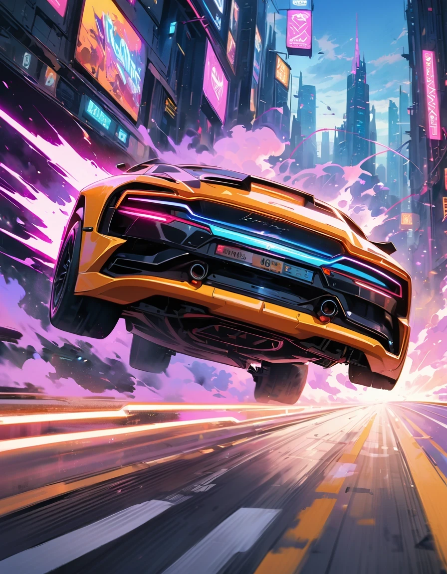 (best quality,4K,High resolution,masterpiece:1.2),super detailed,(lifelike:1.37)monkey,Cyberpunk style car,highway,racing,interesting,bright colors,Futurism,moving rapidly,neon lights,vibrant action,详细monkey表情,Detailed car design,Dynamic perspective,city environment,smoke and exhaust,Breathtaking speed,adrenaline