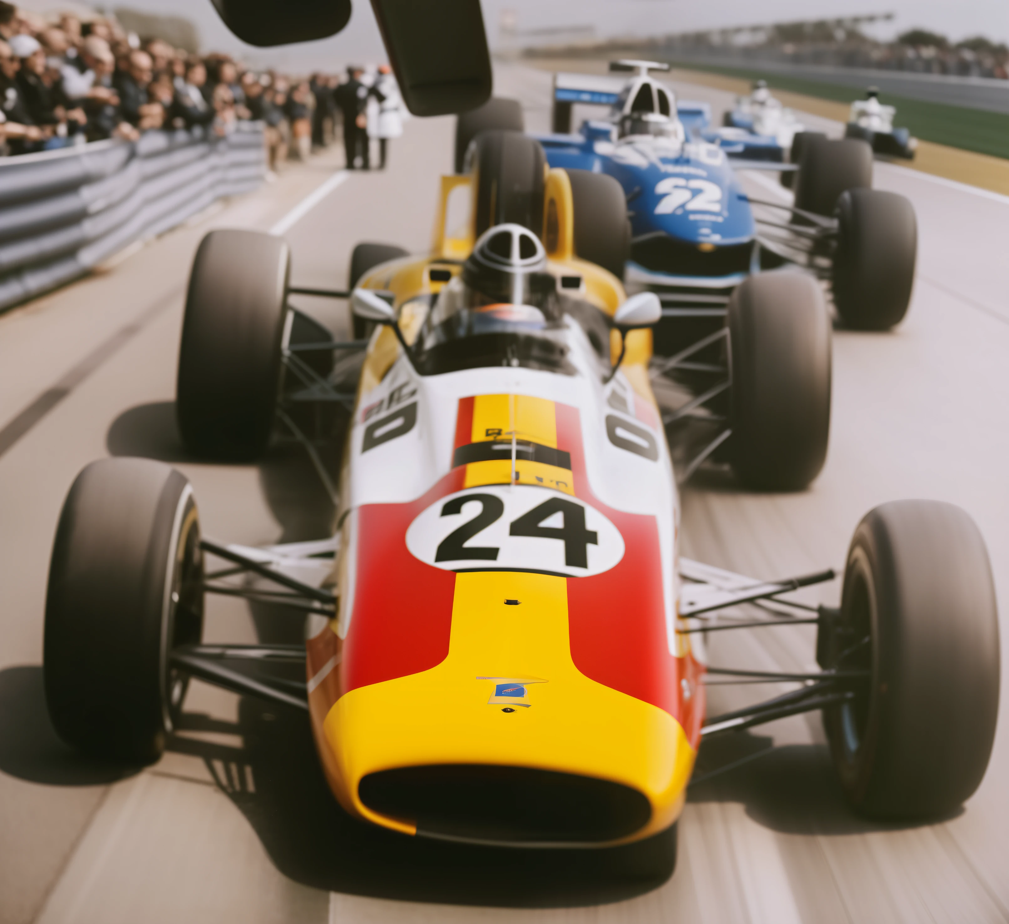 Close-up of a racing car with the number 24 on the front, Peter Bell'artwork, f 1, F42, f 1.4, F1.4, f 1. 4, author:Graham Forsyth, f 1. 2, f 1.2, F1.2, f 1. 3, f 1/4