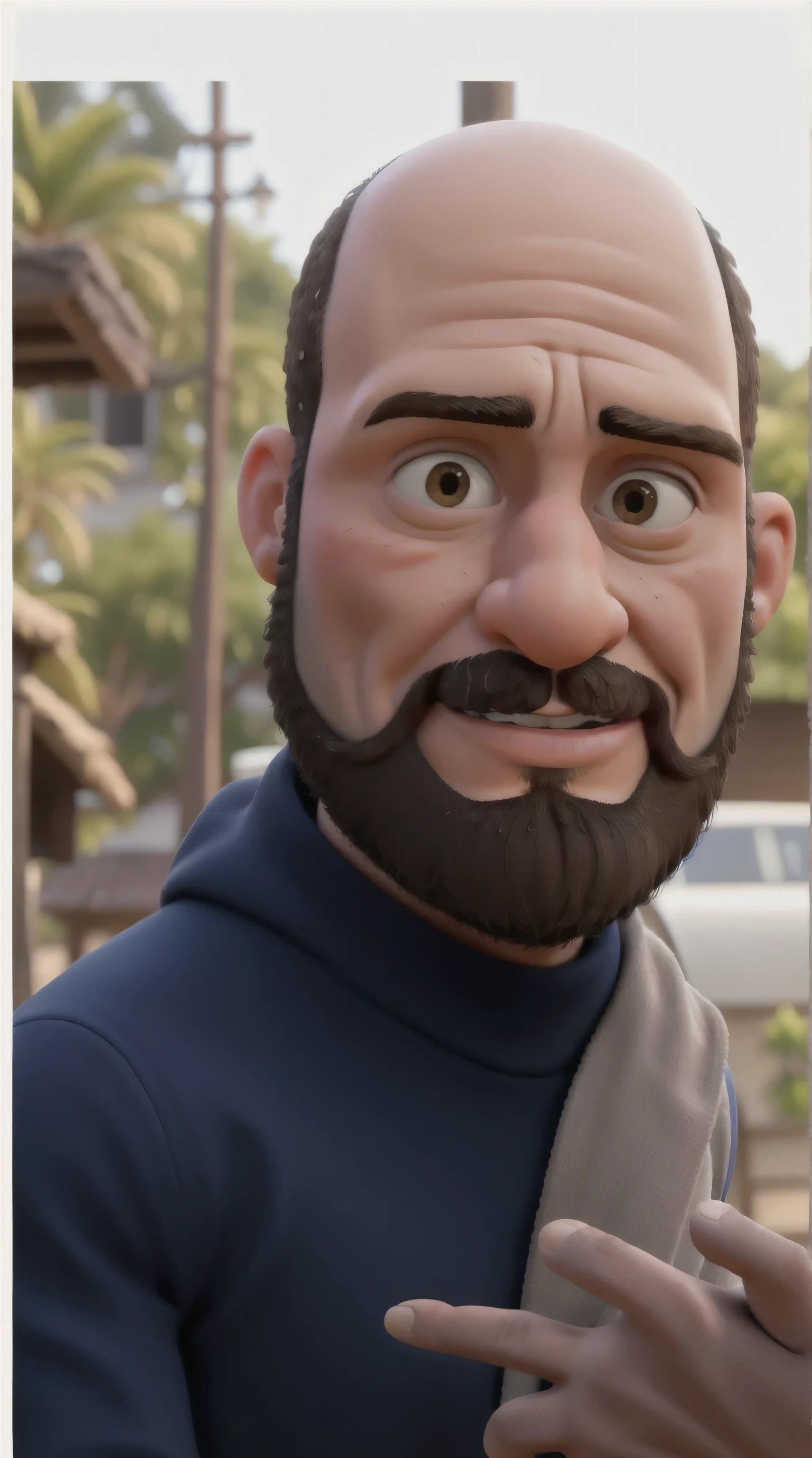 obra de arte, Melhor qualidade,homem careca com barba olhando para frente