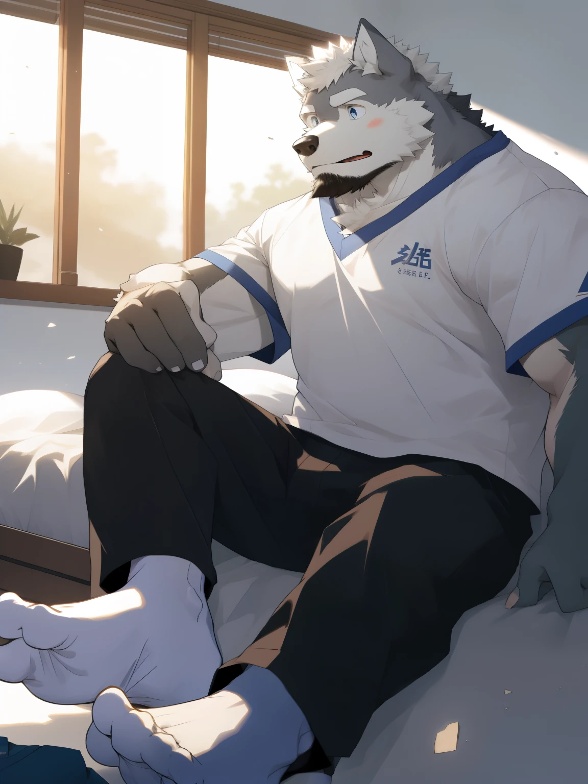 no shoes,bare feet,wearing white socks