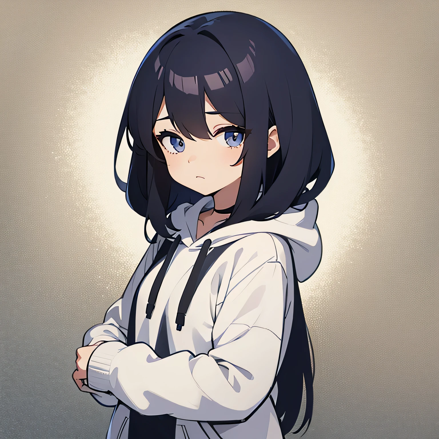 Hoodie cute girl with no sleepy face