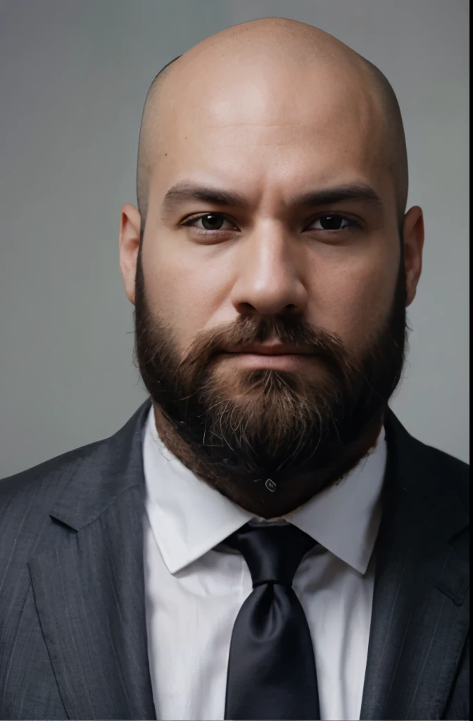 businessman with no hair on his head and a large, full beard, foto ultra realista com maximo de qualidade 8k