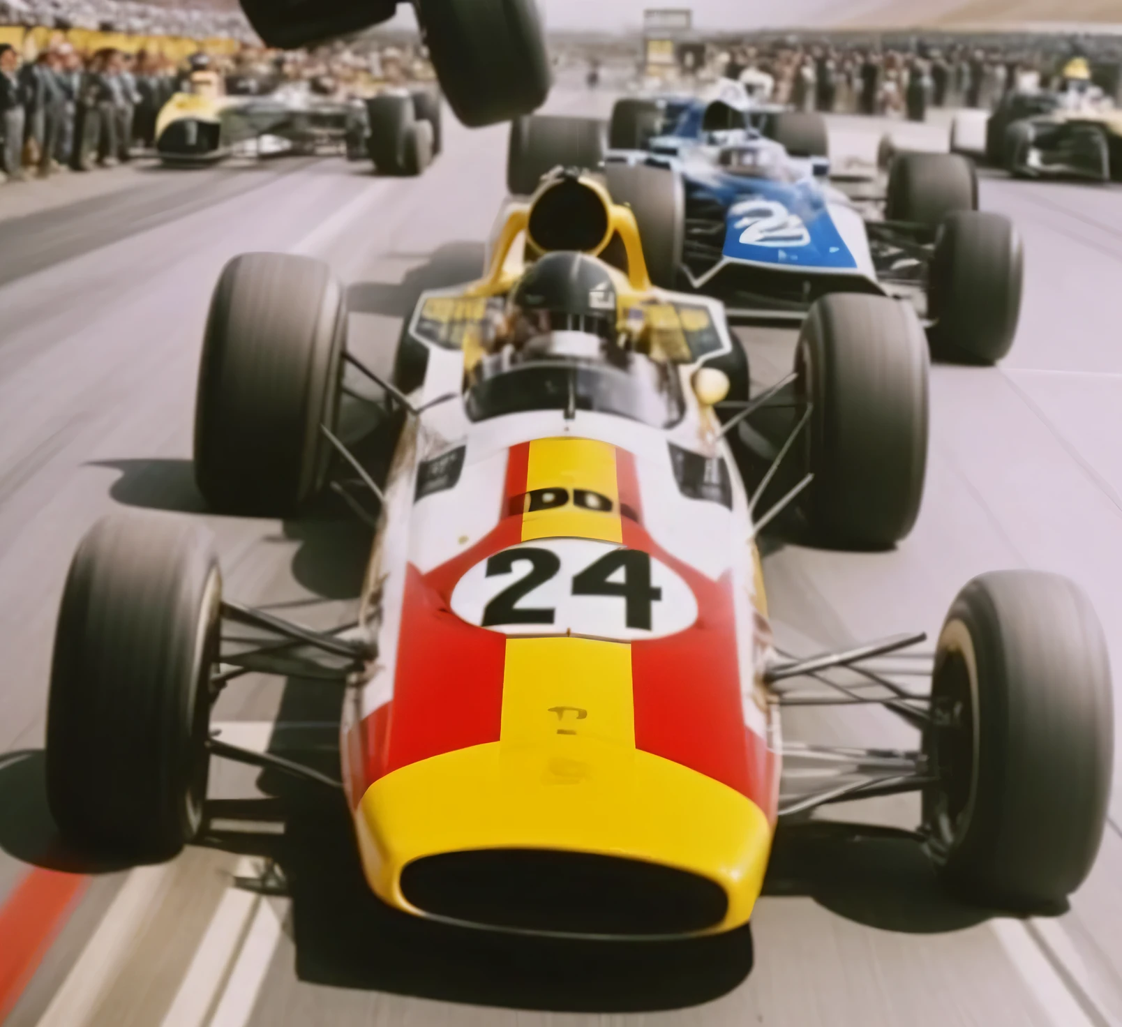 Close-up of a racing car with the number 24 on the front, Peter Bell'artwork, f 1, F42, f 1.4, F1.4, f 1. 4, author:Graham Forsyth, f 1. 2, f 1.2, F1.2, f 1. 3, f 1/4
