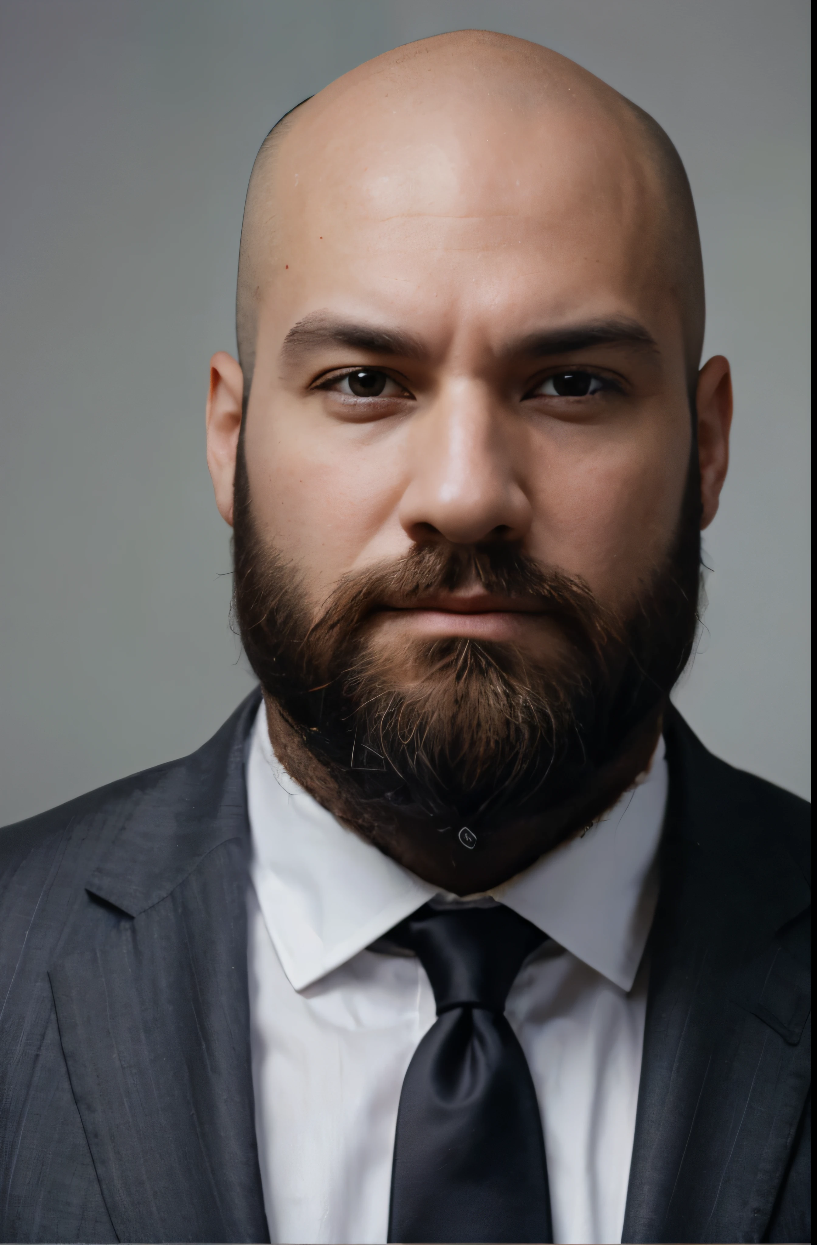 businessman with no hair on his head and a big, barba cheia, foto ultra realista com maximo de qualidade 8k