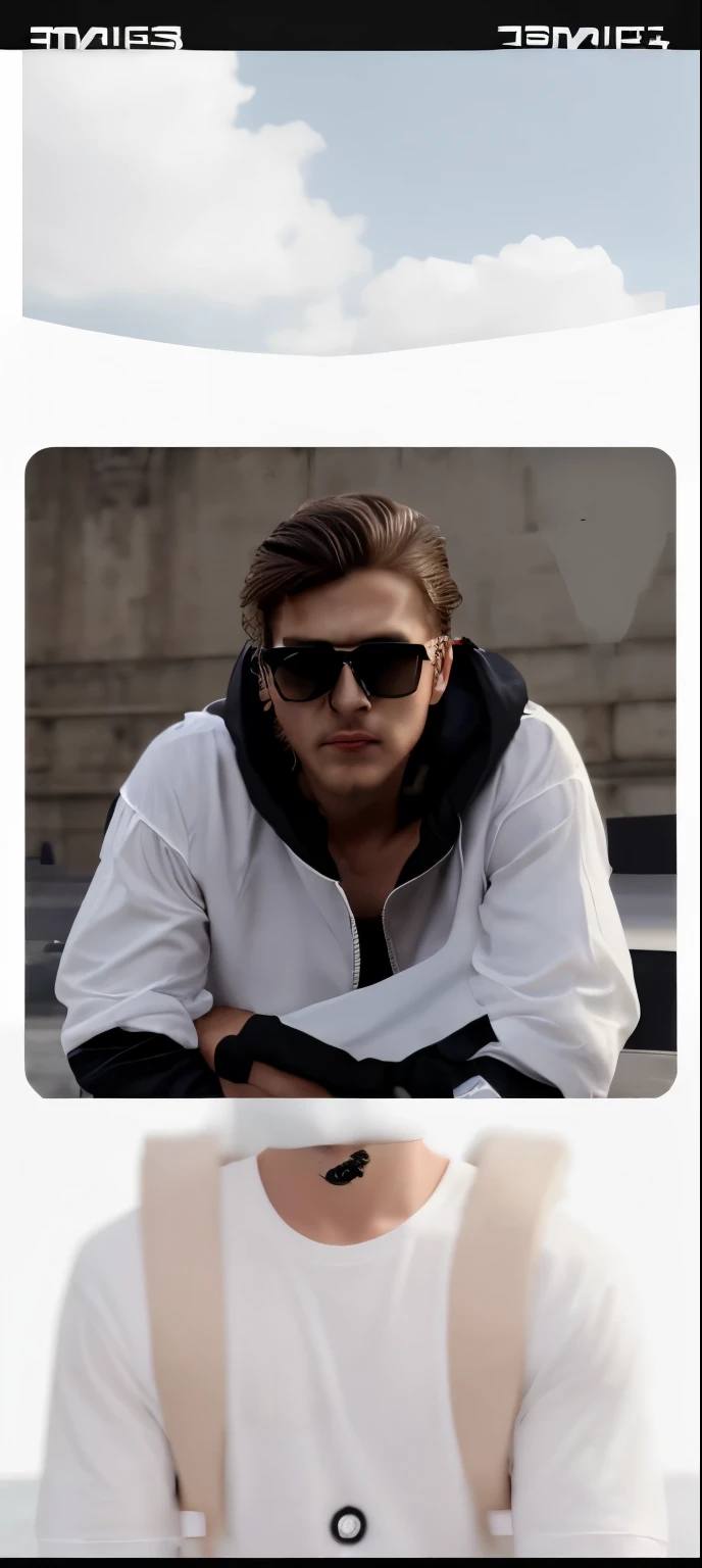 handsome boy with black jacket order white t shirt clothes ,French Crop hair style, black sun glasses styles 4k ultra realistic realistic realistic, chenge background 