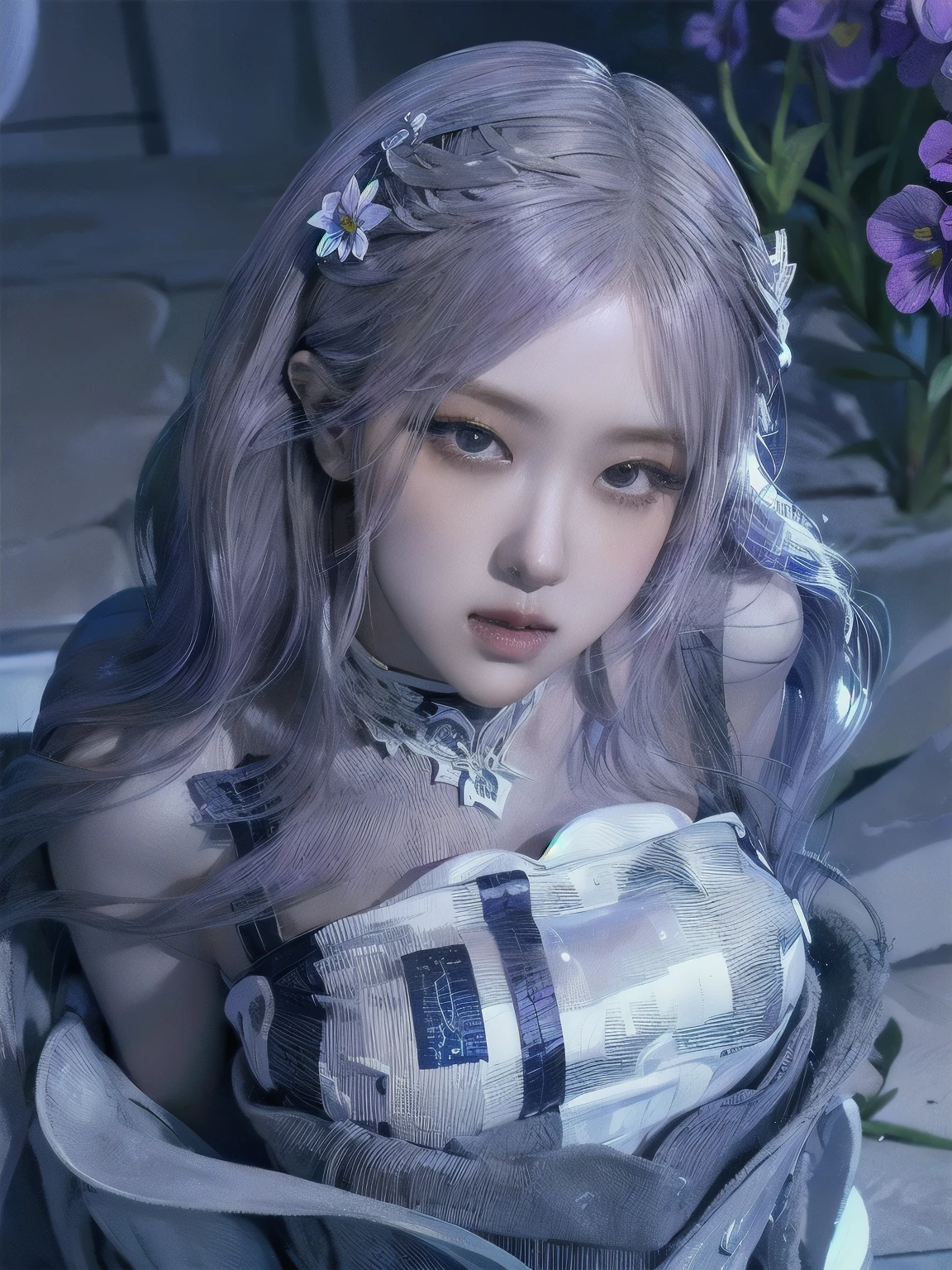 Hiding in the snowy mountains、Hair Flow、 ((Highest quality、masterpiece、8k、Best image quality、Ultra-high resolution、Award-winning works)、(Accurate anatomy:1.1)、(Look at me and smile:1.1)、Shining fair skin with Ultra-high resolution、The most detailed face、Ultra-high resolution detailed face、Ultra-high resolutionの髪の毛、(Ultra-high resolutionの煌めく瞳:1.1)、Beautiful face drawn in every detail、(Blurred Background:1.1)、Ancient Inuit clothing, Chest to chest, tattoo, Old ruins in the background、He's huge, a real hawk perched on his shoulder.. 
