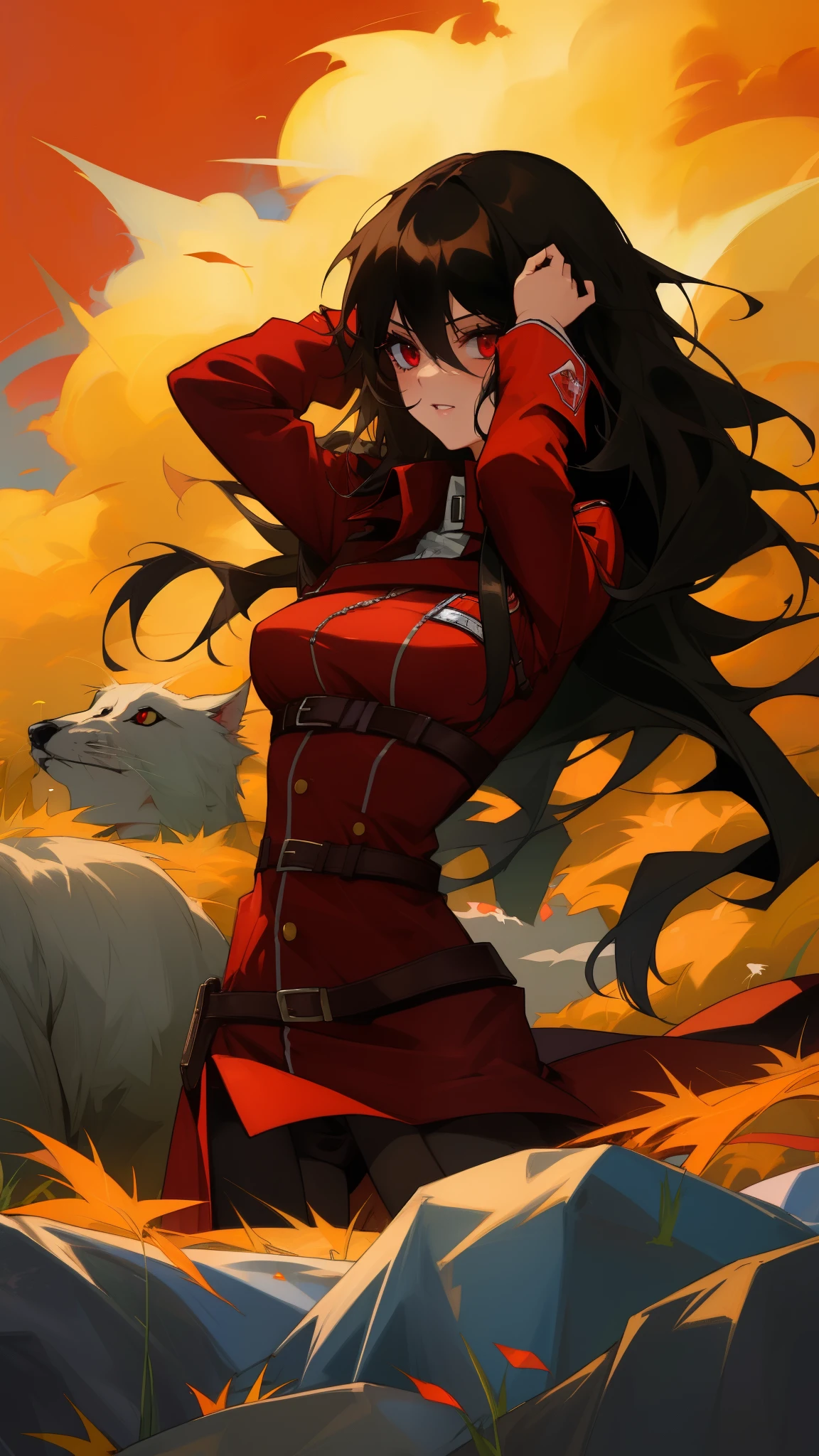 1girl, hellsing, rip van winkle, long bkack hair, vaginal