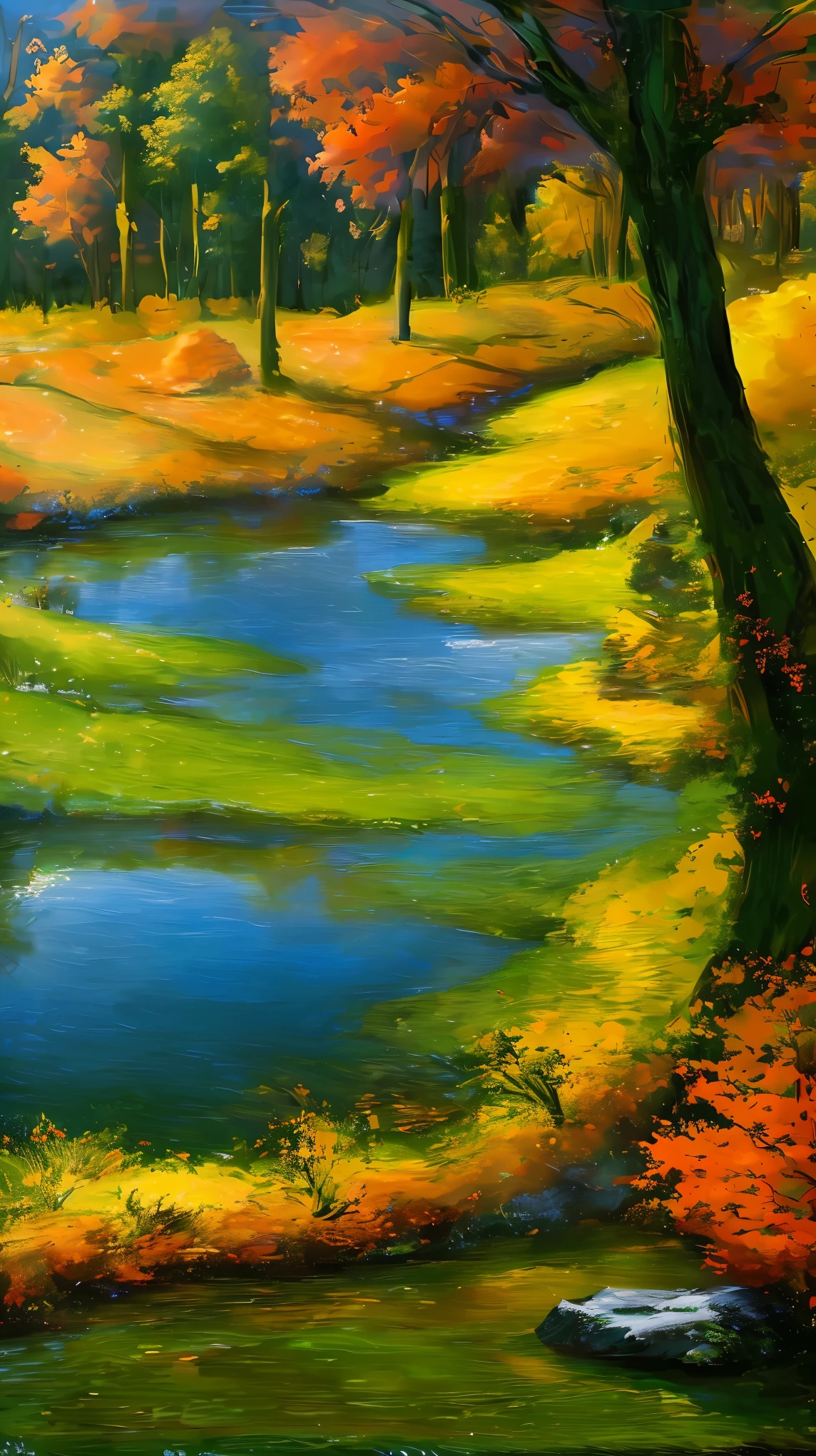 (best quality,4k,high-res,ultra-detailed,masterpiece:1.2),detailed portrait,old man with long white beard and wrinkled face,lonely mountain landscape,sleeping under tree,gorgeous oil painting style,moss-covered stone pathway,warm afternoon sunlight filtering through trees,peaceful and serene atmosphere,autumn colors,subtle shadows and highlights,ethereal haze,crisp air,reflection in still pond,soft brushstrokes and texture,vibrant and rich color palette,impressionistic touch,surreal dreamscape,tranquil and timeless scene,unforgettable and captivating