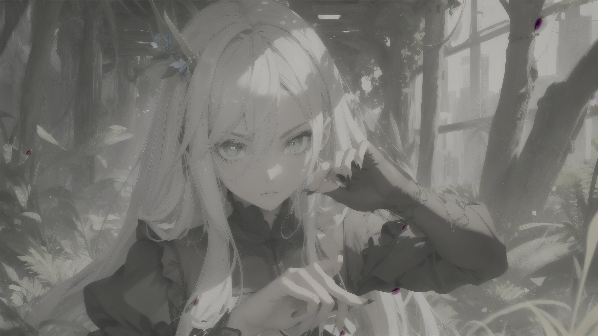 green eyes detailed pupils and detailed iris. detailed hand pose