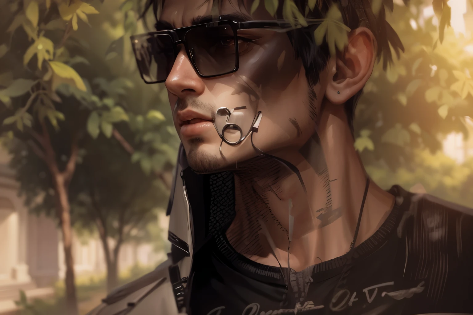 Change beground cyberpunk handsome boy realistic face