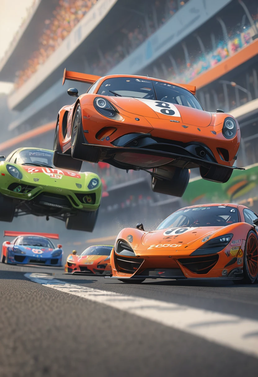 racing cars, by Zootopia, (best quality, masterpiece, perfect composition, very aesthetic, ultra-detailed, intricate details:1.3)