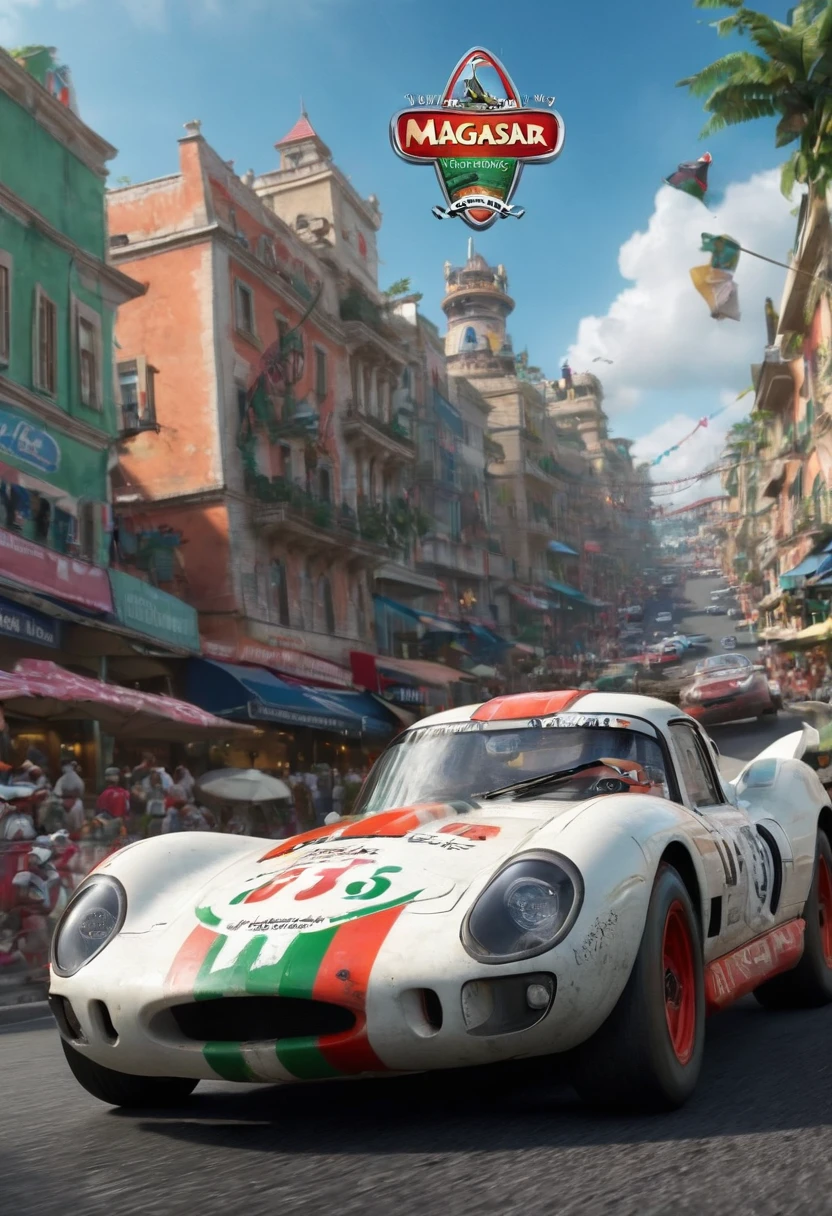 racing cars, "Kung Fu Panda" as driver, (best quality, masterpiece, perfect composition, very aesthetic, ultra-detailed, intricate details:1.3)
