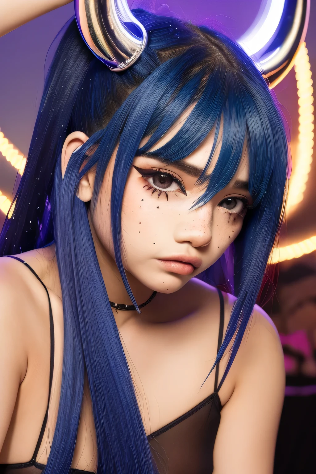 Mujer muy hermosa, 13 years, vigilante, dyed blue hair, pelo temido, rastas, Ropa de cuero sexoy, senos grandes, estilo cyberpunk, Detalles realistas, sexoy, retrato, mal, punk Rock, rebelde, sexoy, Toma de cuerpo completo, tetas perfectas, NSFW, sexo, lascivo, wet, bdsm, intercorse, 2 chicas, conmovedor, besar, lamer, soga, nudo, caliente, masturbarse, Make eye contact with the camera., micro bikini, escote,、Los detalles del iris de la pupila son muy sorprendentes、Extremidades sin roturas.、adolescente blanca、Boca naturalmente cerrada、Areola natural、natural 、ojos fijos、cuerpo natural、Slightly baby face、rostro fe******、cuerpo fe******、con cara redonda、a small face、mejillas suaveirando a la camara、cuerpo completosbian、desapego、Rostro equilibrado、Estrabismo ligeramente interno、pecas, punk, punk te hace, cara pervertida, ecchi, godo, Death metal, demonic, cuernos reales retorcidos, tetas, small waist, enormes tetas naturales, neon lights, cuarto oscuro, lingerie,