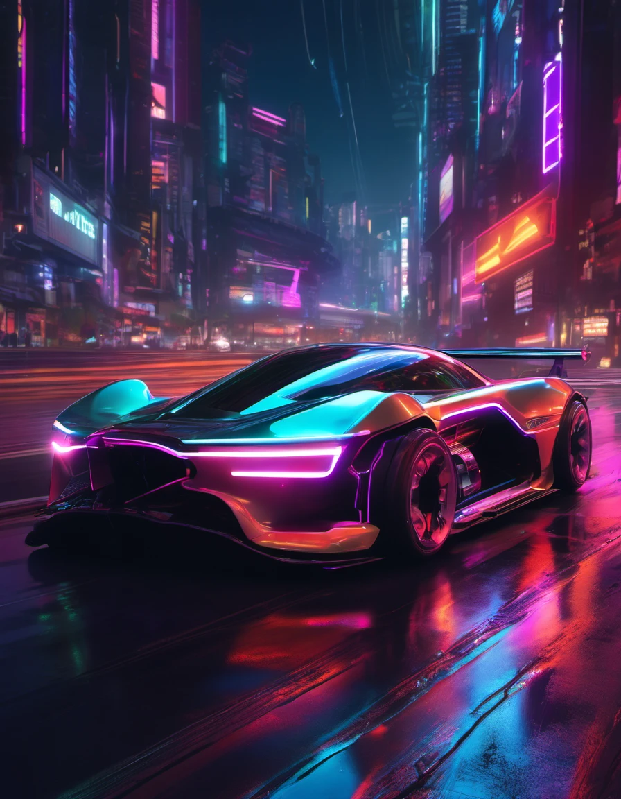 (best quality,4k,8k,highres,masterpiece:1.2),ultra-detailed,ultra-realistic,close up,racing car,highway,motion blur,focus car,front view