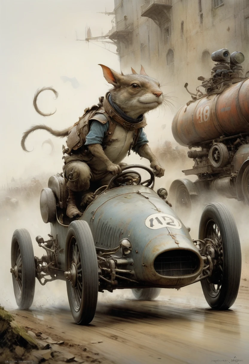 racing cars, "Kung Fu Panda" as driver, (best quality, masterpiece, perfect composition, very aesthetic, ultra-detailed, intricate details:1.3)