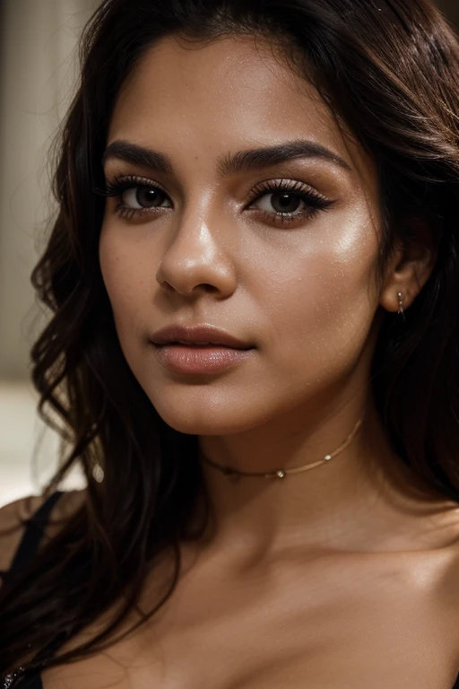 closeup portrait photo of beautiful 26 y.o Brazilian woman, makeup, 8k uhd, high quality, dramatic, cinematic