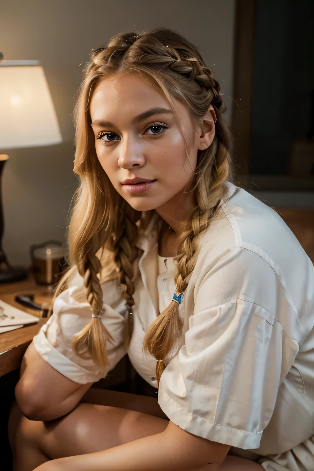 (from above, headshot:1.2) photo of <lora:GeorgiaEllenwood_v1:0.9> GeorgiaEllenwood,
she is wearing waistcoat
,
she is wearing monocle,
her hair is styled as braid-wrapped bun,
BREAK she is (in the bathroom:1.1),
low key lighting,
shot on Rolleiflex
,long exposure,
in the style of Kim Keever