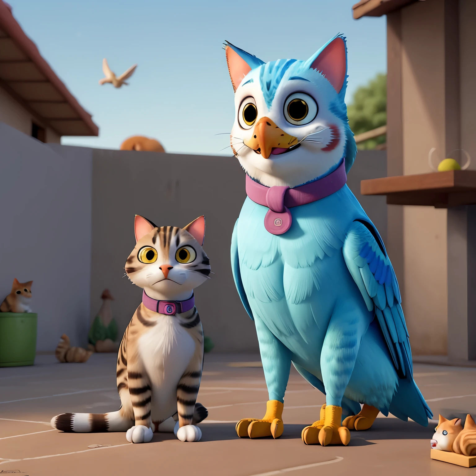 Perico atolero junto a un gato
