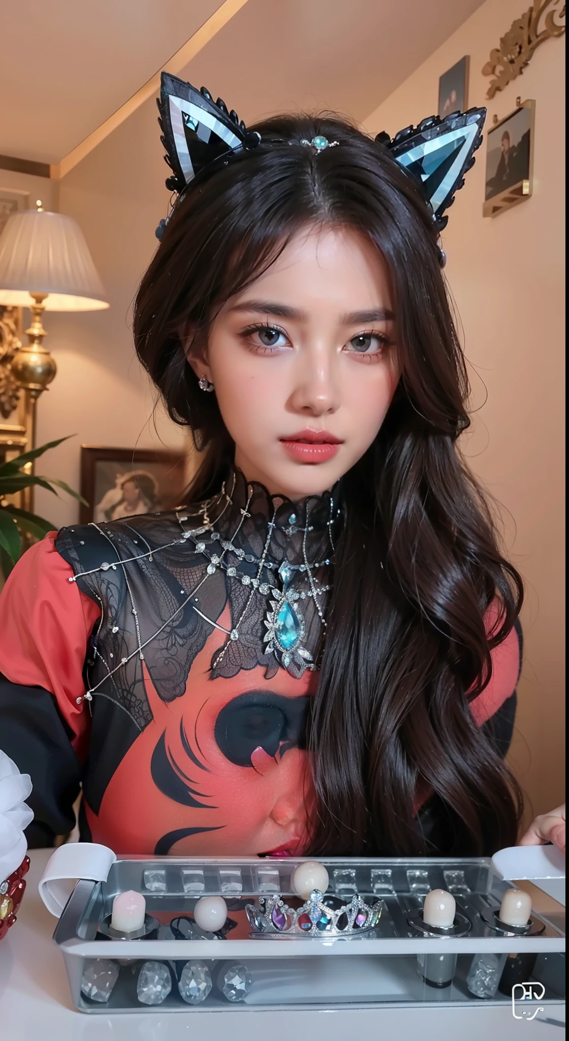 Royal sister,exquisite eyes,Frozen queen,put the crown on your head,Detailed facial expressions body,tall figure,Gorgeous,Leg length,4K,HD,Sensual,translucent lace,白皙plump figure,pretty face,Little cherry mouth,beautiful and delicious(3D royal sister),plump figure,gloss gel coat,Queen in luxurious dress,Crystal Gem Crown,Necklace jewelry,