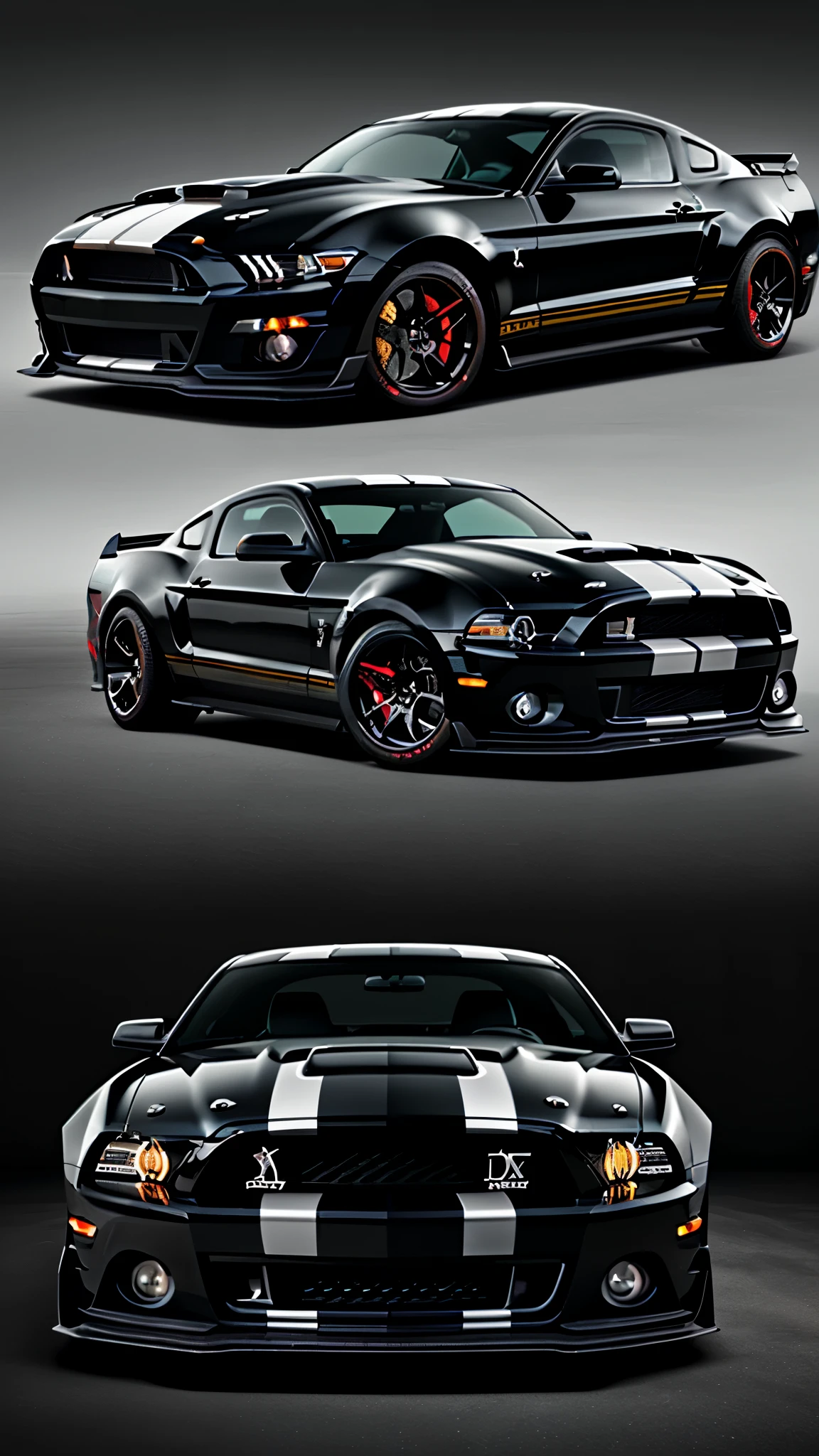 Mustang Shelby GT500 KR, black, has a centipede on the body of the car