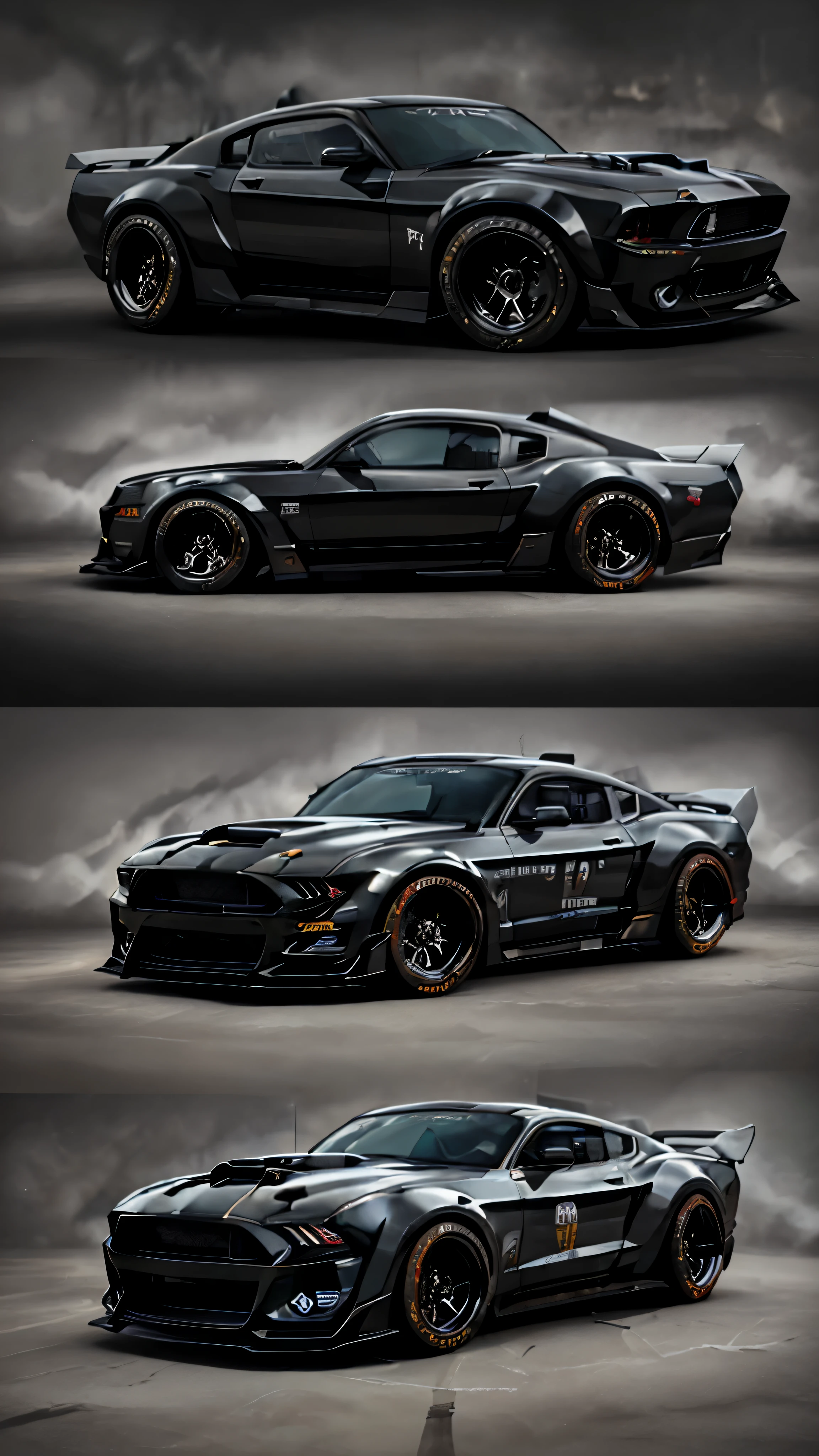 Mustang Shelby GT500 KR, black, has a centipede on the body of the car