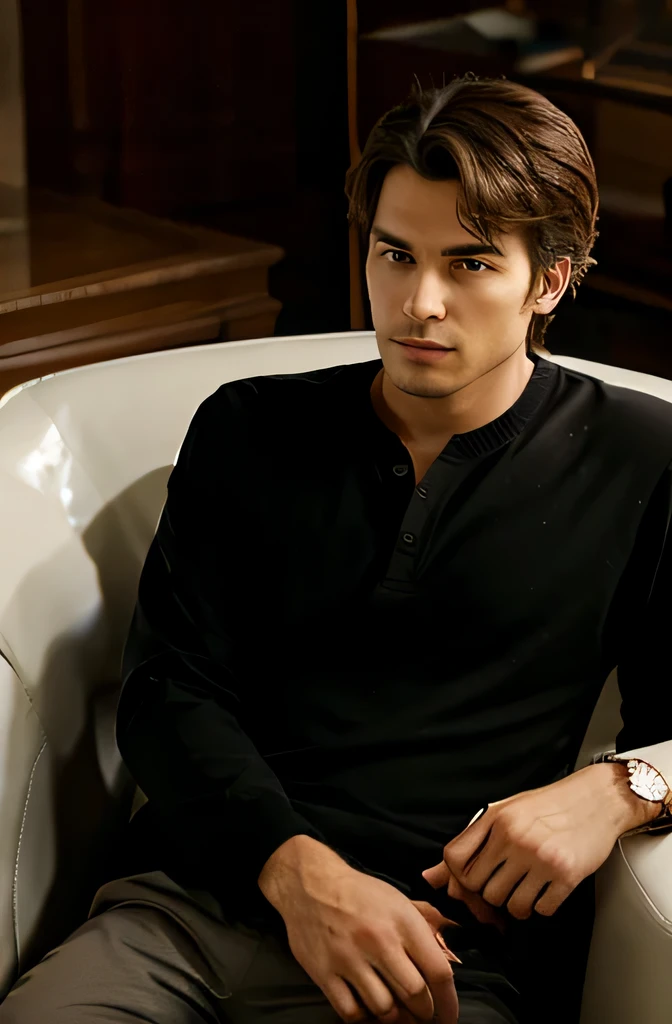 rich man sitting down in chair