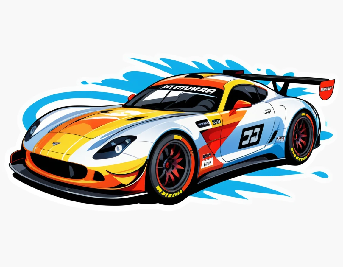 racing car, vector, stickers, no background, 