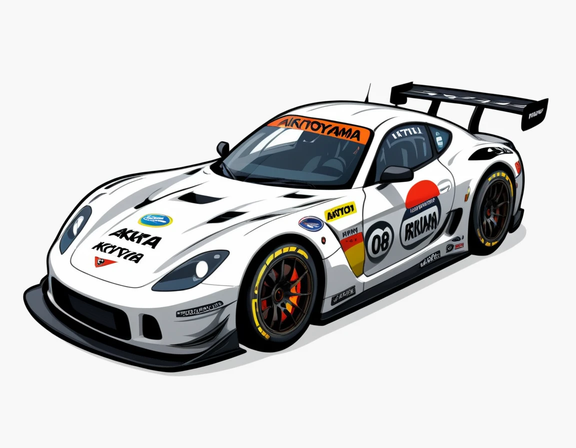 racing car, vector, stickers, no background, akiratoriyama
