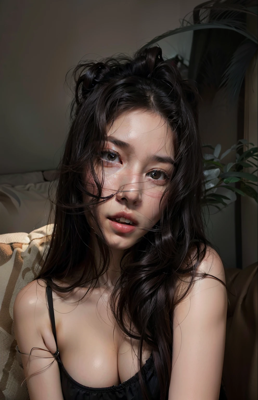 there is a woman with long hair sitting on a sofa., 18 years, looks sexy on camera, características Asians, 2 4 year old female model, beautiful Asian, angelablanca, hermosa modelo china, Gongbi, Asian, uma mulher Asian, anna nikonova aka new milkmaid, she is in front of the camera, Plantilla de Instagram