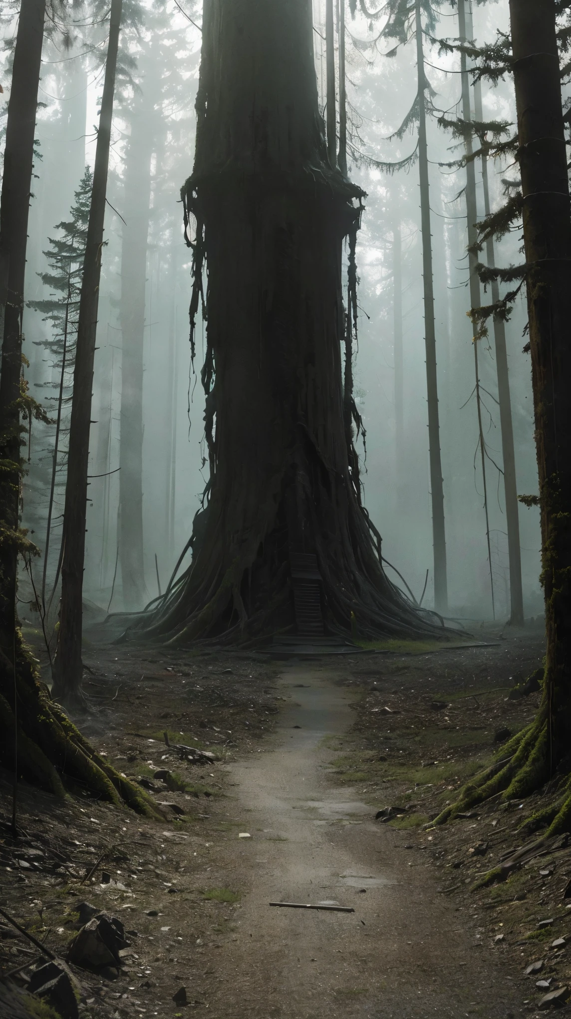 (best quality,4k,8k,highres,masterpiece:1.2),ultra-detailed,(realistic,photorealistic,photo-realistic:1.37),spooky forest,giant spider,twisted trees,dark atmosphere,eerie lighting,menacing presence,thick and sticky fluid,ominous vibes,dread-filled scenery,detailed spider web,creepy crawlies,horrifying spectacle,fractal patterns,nightmare-inducing,unsettling surroundings,horror movie setting,dreadful ambiance,vivid colors,sharp focus