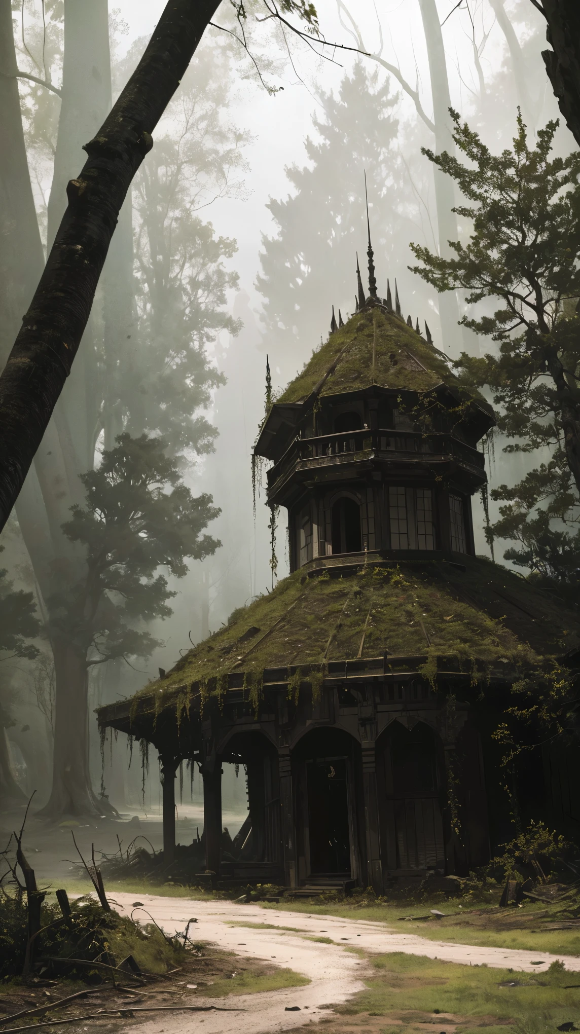 (best quality,4k,8k,highres,masterpiece:1.2),ultra-detailed,(realistic,photorealistic,photo-realistic:1.37),spooky forest,giant spider,twisted trees,dark atmosphere,eerie lighting,menacing presence,thick and sticky fluid,ominous vibes,dread-filled scenery,detailed spider web,creepy crawlies,horrifying spectacle,fractal patterns,nightmare-inducing,unsettling surroundings,horror movie setting,dreadful ambiance,vivid colors,sharp focus
