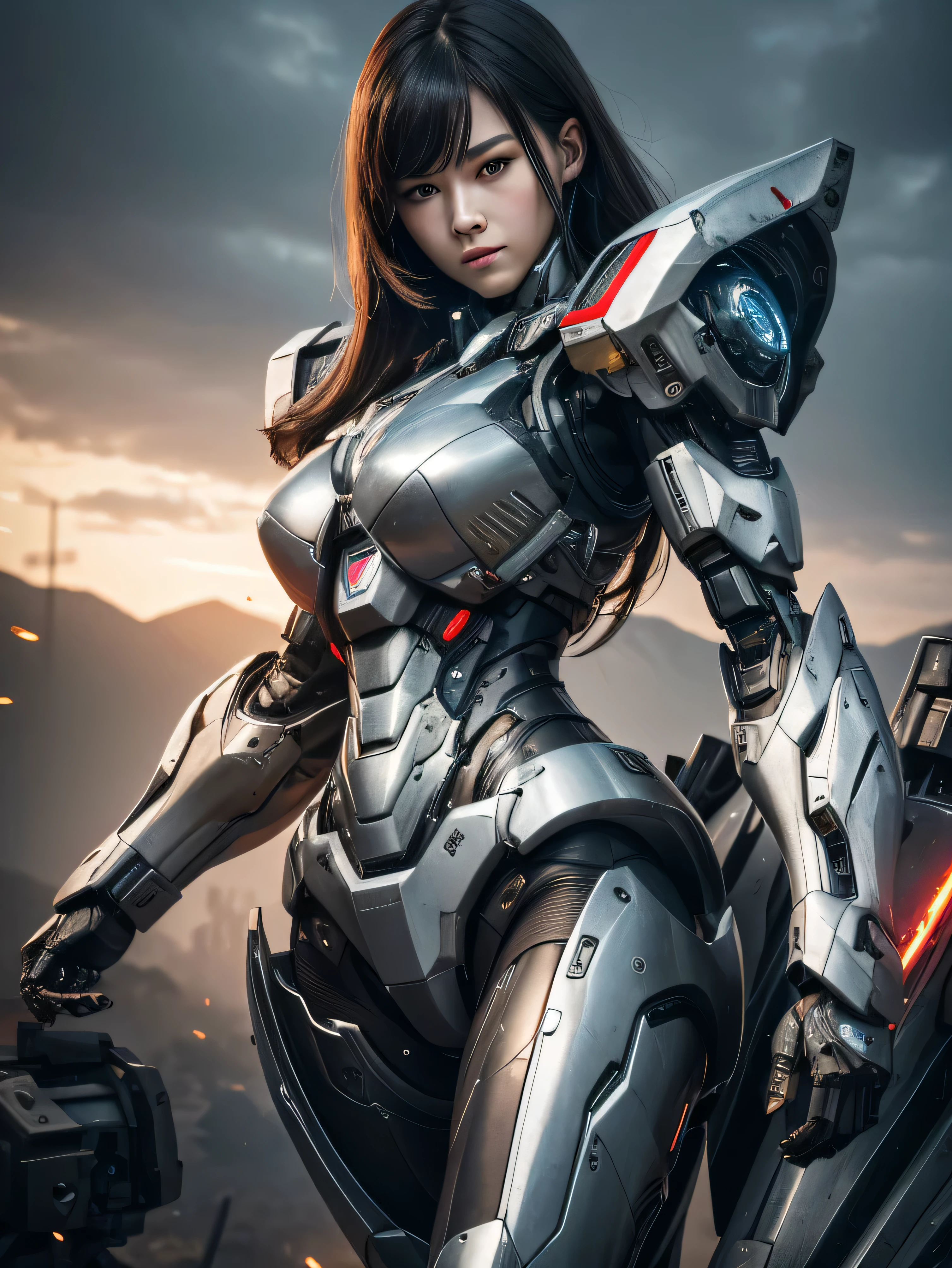 Textured skin, Super Detail, high details, High quality, Best Quality, hight resolution, 1080p, hard disk, Beautiful,(War Machine),beautiful cyborg woman,Mecha Cyborg Girl,Battle Mode,Girl with a Mecha Body, ((medium shot)),