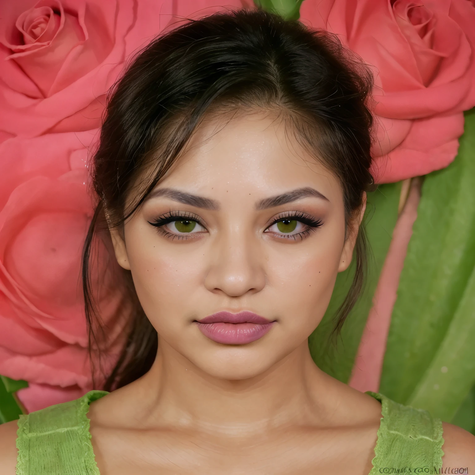 Mujer chaparra , ojos verdes ,labios rosas , hermosa