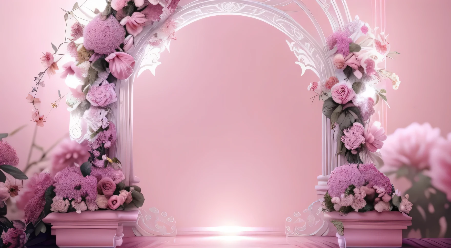 un primer plano de un arco de flores con flores, Fondo pintado floral, awesome arcane backdrop, portal hecho de rosas, ornate backdrop, ambiente floral, Fondo de pintura de estilo barroco, hermosos fondos, ornate backdrop e intrincado, still life photo of a backdrop, flores en el fondo, botanical rainbow backdrop, colorful backdrop, dreamy and detailed, dreamy floral background