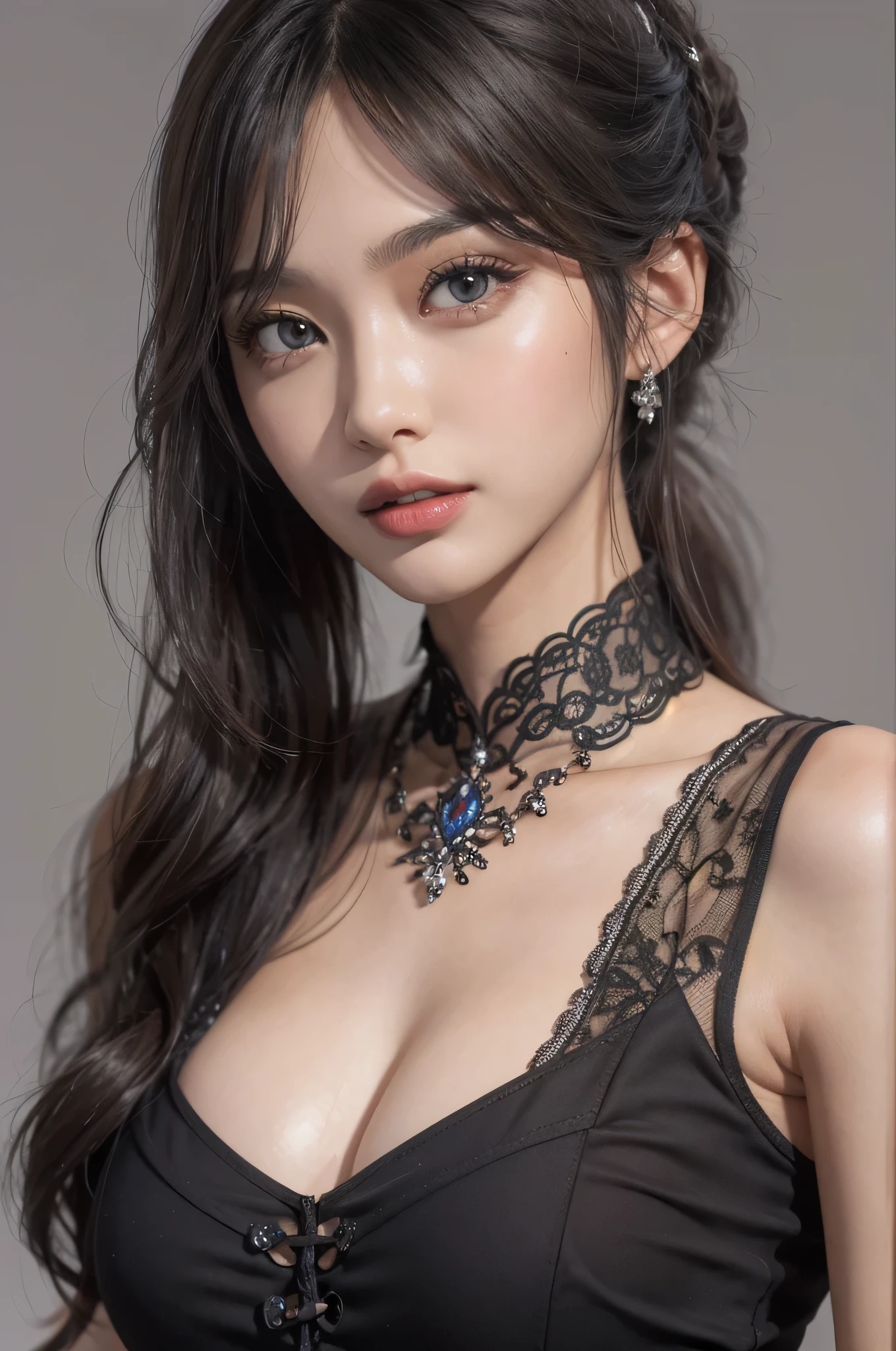 (Best Quality,4K,hight resolution,masutepiece:1.2),Ultra-detailed,Realistic:1.37,3D Rendering,(Beautiful detailed eyes),(Beautiful detailed lips),Long Black Hair,(slender,Toned body),(Seductive yet sophisticated style),Red Eyes,(Sexy Outfit),(Portrait),(Vivid colors),(Studio Lighting),huge tit,smil,Ren Hao,see-through langerie