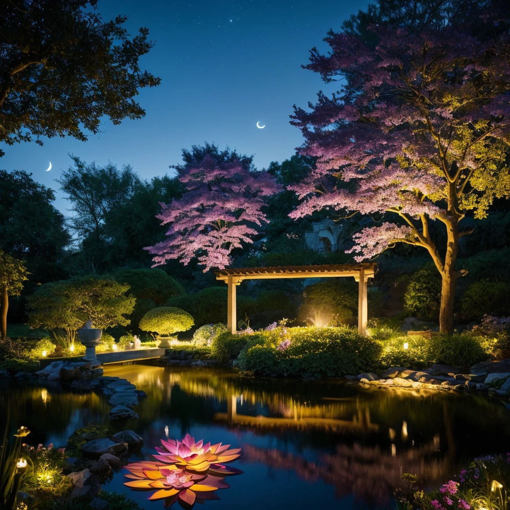 A beautiful girl in a moonlit garden, standing gracefully on a delicate moonbeam bridge. Her eyes, mesmerizing and luminous, reflect the soft glow of the moon. Her lips, tenderly curved with an alluring smile, add an enchanting touch to her face. Her long eyelashes flutter gently with each delicate movement.

The artwork is created using a combination of illustration and oil painting techniques, bringing together the ethereal beauty of the scene. The moonlight casts a soft, dreamlike glow over the surrounding landscape, enhancing the feeling of tranquility and mystery.

The garden itself is meticulously detailed, with exotic flowers blooming in vibrant hues. There are small ponds with lotus flowers, their leaves floating gracefully on the still water. The scent of jasmine lingers in the air, adding to the enchanting ambiance.

The image is of the highest quality, with exquisite details showcased in 4K resolution. Every brushstroke and intricate detail is captured, making it a true masterpiece. The colors are vivid and vibrant, bringing life and depth to the scene. The lighting is carefully crafted, with a focus on creating a soft, moonlit atmosphere.

This artwork embodies a portrait style, capturing the essence of serenity and beauty. The color palette is dominated by cool tones, with soft shades of blue and silver, evoking the tranquil ambiance of a moonlit night.

In summary, this prompt generates an exquisite artwork featuring a girl in a moonlit garden. The artwork combines illustration and oil painting techniques to create a dreamlike scene, illuminated by the soft glow of the moon. The focus is on the girl's captivating eyes and lips, as well as the meticulously detailed garden. The image is of the highest quality, with vivid colors and a serene color palette. Overall, the artwork captures the beauty and tranquility of a moonlit night.